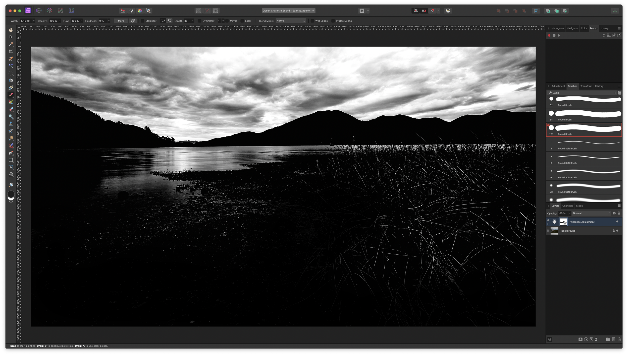 Luminosity mask applied